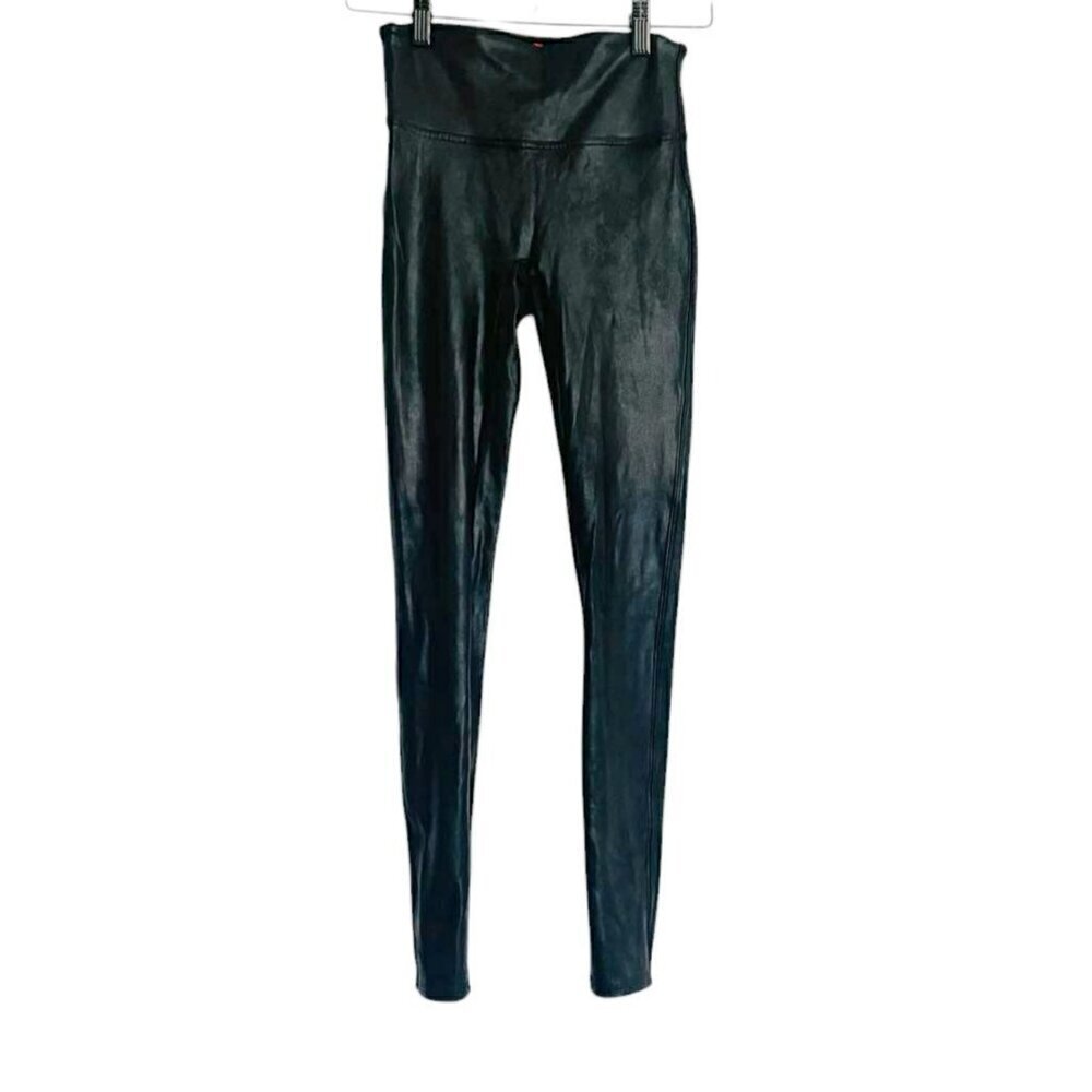 SPANX Size Small Petite Leggings Faux Leather Slimming Smoothing Flattering